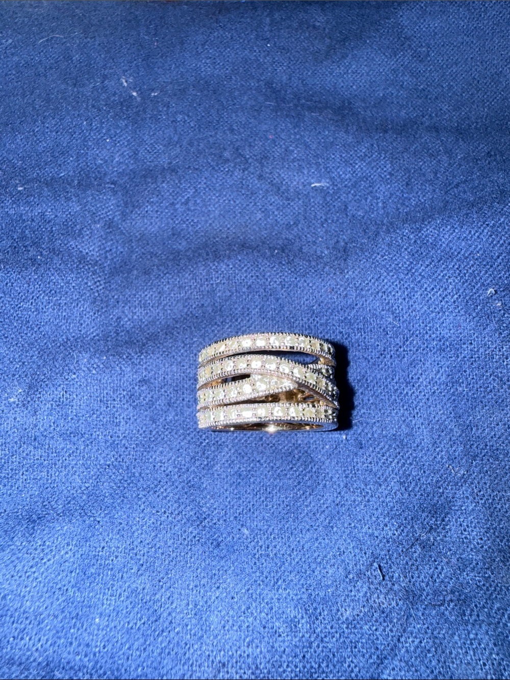 Vintage Gold and Silver-Tone Crisscross Multi-Row Women’s Ring